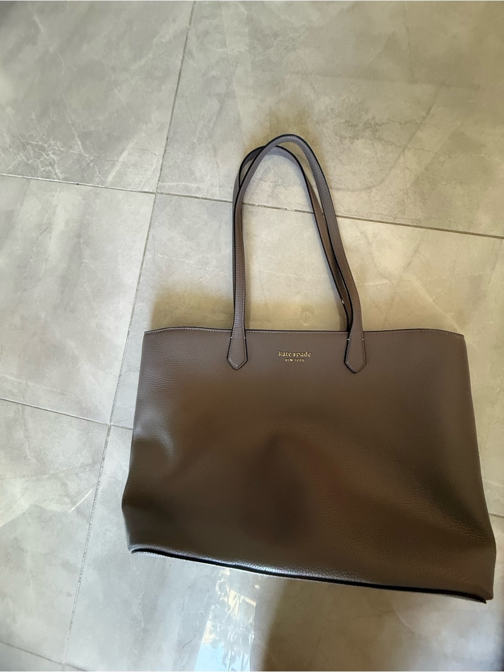 kate spade Taupe Gray Leather Tote Bag w/zip